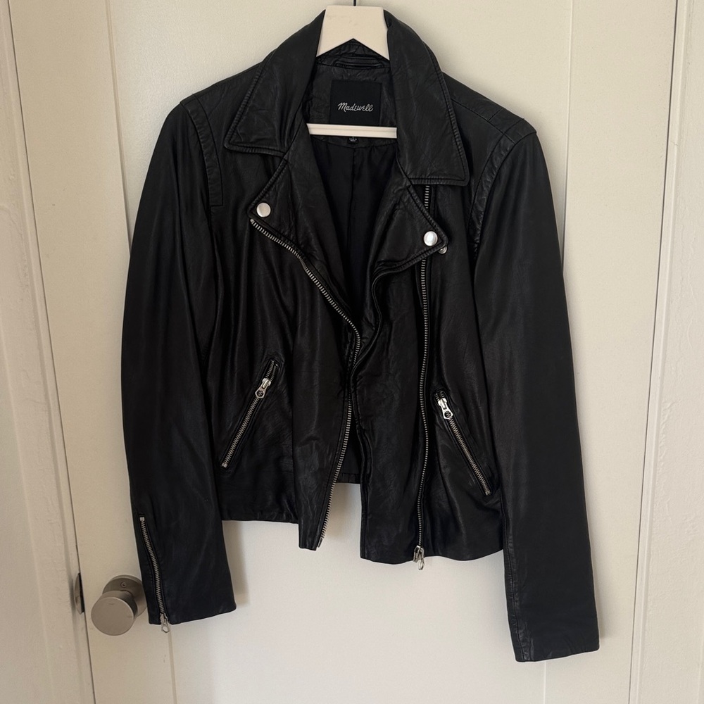 Madewell Washed Leather Motorcycle Jacket Size L